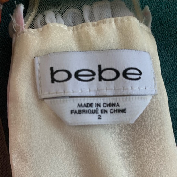 Bebe Pleated High Low White Coral Floral Dress 2 - Picture 5 of 9